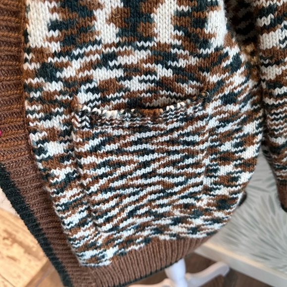 Skies Are Blue Brown and Green Open Front Long Cardigan Sweater Size Large - Picture 6 of 8